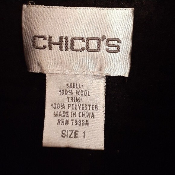 chicos blazer Chico's black boiled wool jacket blazer coat 1 8 10 12 m l classic - Picture 4 of 5